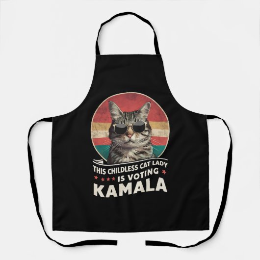 Deze kinderloze kattenvrouw stemt op Kamala Schort (Voorkant)
