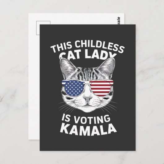 Deze kinderloze kattenvrouw stemt op Kamala verkie Briefkaart (Voorkant / Achterkant)