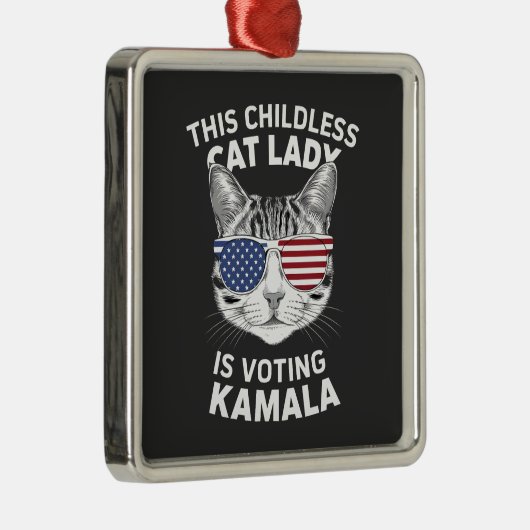 Deze kinderloze poes mevrouw stemt Kamala-verkiezi Metalen Ornament (Rechts)