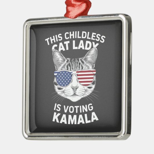 Deze kinderloze poes mevrouw stemt Kamala-verkiezi Metalen Ornament (Links)