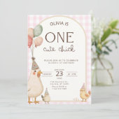 Deze kip is één verjaardag Eén Cute Chick Kaart (Staand voorkant)