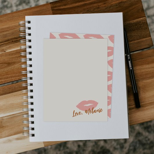 Deze Kiss Script Stationery Note Kaart - Peach Notitiekaartje
