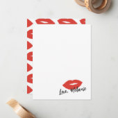 Deze Kiss Script Stationery Note Kaart - Rood Notitiekaartje (Voorkant / Achterkant in situ)