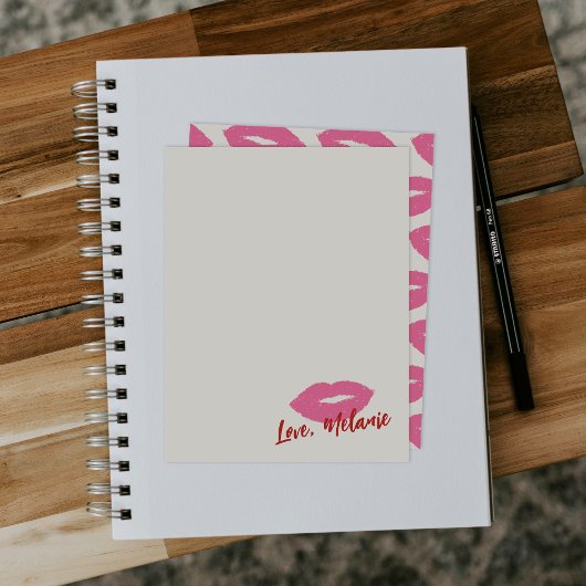 Deze Kiss Script Stationery Note Kaart - Roze Notitiekaartje
