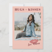 Deze Kiss Script Valentijnsdag fotokaart -Blush Feestdagenkaart (Voorkant)