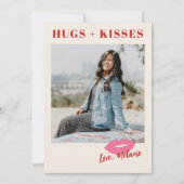 Deze Kiss Script Valentijnsdag Fotokaart - Roze Feestdagenkaart (Voorkant)