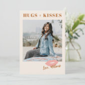 Deze Kiss Script Valentijnsdag Photo Card -Peach Feestdagenkaart (Staand voorkant)