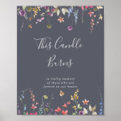 Deze klassieke blauwe kaars met wilde bloemen bran poster (Voorkant)