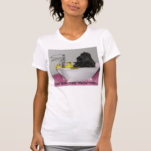 Deze kleine biggetje bleef thuis... t-shirt (Voorkant)