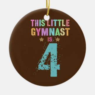 DEZE KLEINE GYMNAST IS 4 Cool 4th Birthday Boy Keramisch Ornament