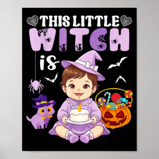 Deze kleine heks is 1 jaar verjaardag halloween poster