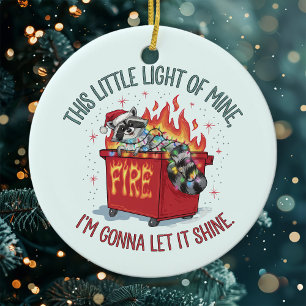 Deze Kleine Licht Wasbeer Vuilnisbak Brand  Keramisch Ornament