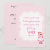 "Deze kleine piggy" nodigt eerste verjaardag uit Kaart (Voorkant / Achterkant)