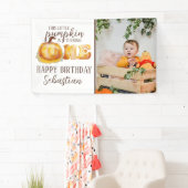 Deze kleine pompoen foto van de eerste verjaardag spandoek (Insitu)