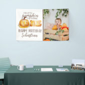 Deze kleine pompoen foto van de eerste verjaardag spandoek (Beurs)