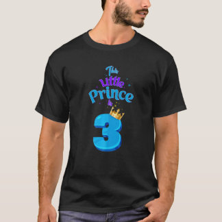 Deze kleine prins is 3 verjaardag koning 3 jaar ou t-shirt