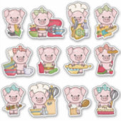Deze kleine pruik houdt van baken en BBQ Sticker (Voorkant)