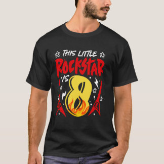 Deze kleine rockster is 8 Kinder gitaar 8e verjaar T-shirt