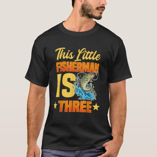 Deze kleine visser is 3 verjaardagsfeest vieren t-shirt (Voorkant)