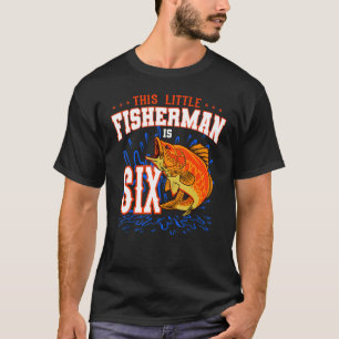 Deze kleine visser is zes verjaardag t-shirt