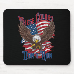 Deze kleuren lopen niet op Bald Eagle USA Flag Pat Muismat