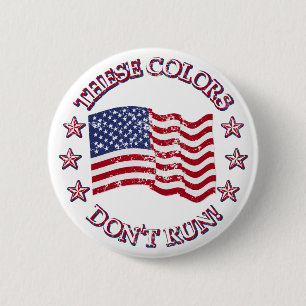 Deze kleuren rennen niet! Amerikaanse vlag en ster Ronde Button 5,7 Cm