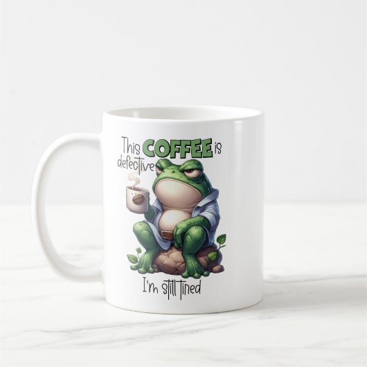 "Deze koffie is defect" Grumpy Frog Mok (Links)