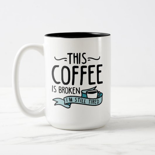 Deze koffie is gebroken tweekleurige koffiemok (Links)