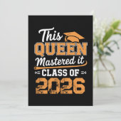 Deze Koningin Beheerst Het Klas Van 2026 Afstudere Kaart (Staand voorkant)