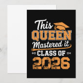 Deze Koningin Beheerst Het Klas Van 2026 Afstudere Kaart (Voorkant / Achterkant)