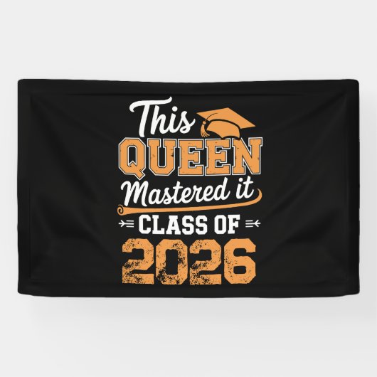 Deze Koningin Beheerst Het Klas Van 2026 Afstudere Spandoek (Horizontaal)