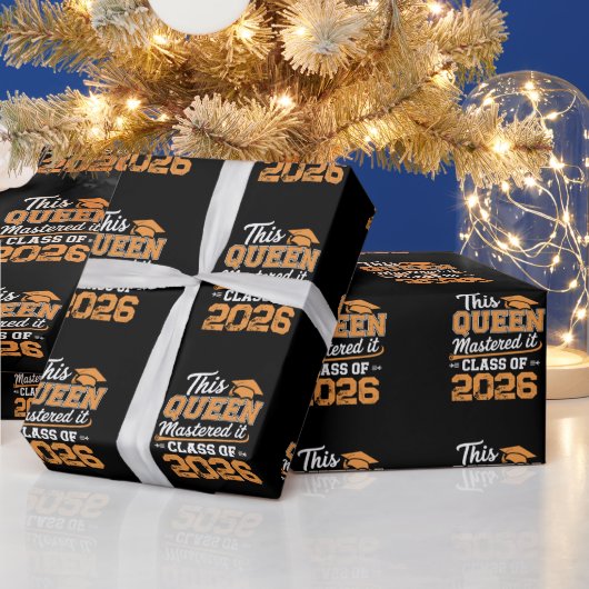 Deze koningin beheerste het Klas van 2026 afstuder Cadeaupapier (Feestdagen)