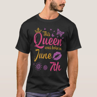 Deze Koningin Is Geboren Op 7 Juni Gefeliciteerd V T-shirt
