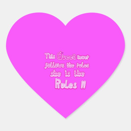 Deze koningin volgt nooit de roze regels hart sticker (Voorkant)