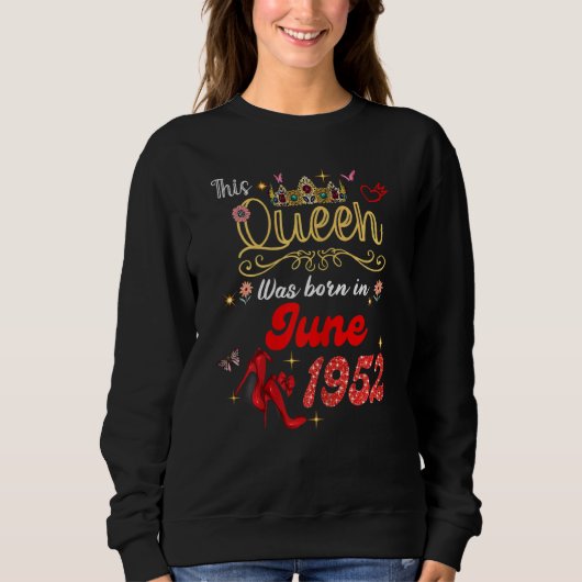 Deze koningin werd geboren in juni 1952. trui (Voorkant)