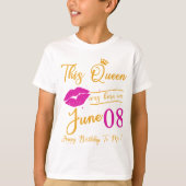 Deze koningin werd geboren in juni... een gelukkig t-shirt (Voorkant)