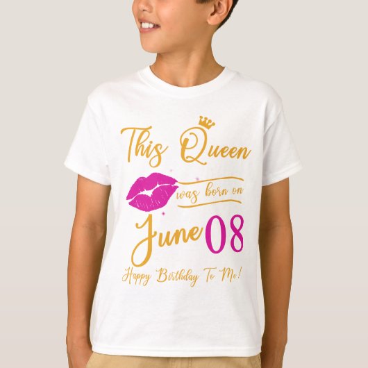 Deze koningin werd geboren in juni... een gelukkig t-shirt (Voorkant)