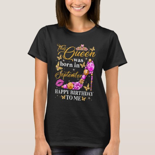 Deze koningin werd geboren in september Pink Diamo T-shirt (Voorkant)