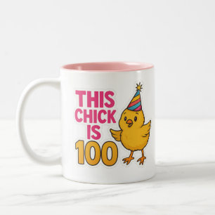 Deze kuiken is 100 Schattigee en leuke verjaardag Tweekleurige Koffiemok