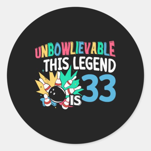 Deze legende is 33 Bowling 33e geboorte Ronde Sticker (Voorkant)