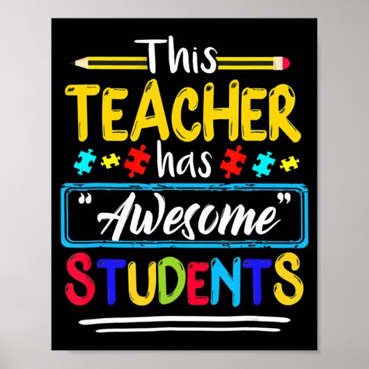 Deze leraar heeft Geweldige studenten Puzzle Autis Poster (Voorkant)
