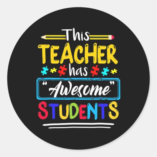 Deze leraar heeft Geweldige studenten Puzzle Autis Ronde Sticker (Voorkant)