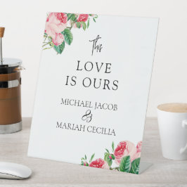 Deze liefde is van ons | Floral Wedding Welkom Reclamebord Met Voetstuk
