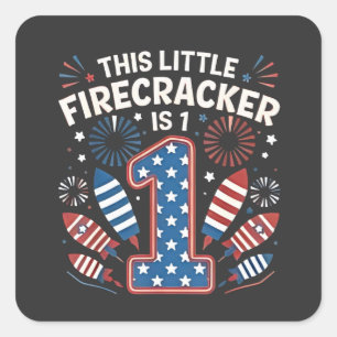 Deze Little Firecracker is 1 Verjaardag 4 juli Vierkante Sticker