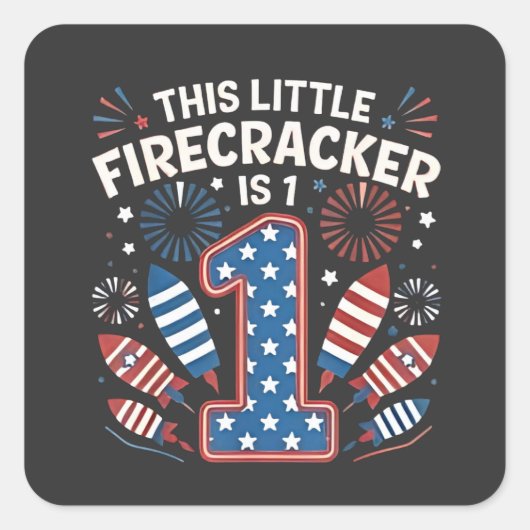 Deze Little Firecracker is 1 Verjaardag 4 juli Vierkante Sticker (Voorkant)