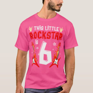 Deze Little Rock-ster is 6 Gitaar 6de verjaardag P T-shirt