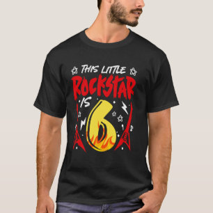 Deze Little Rock-ster is 6 Kids Gitaar 6de verjaar T-shirt