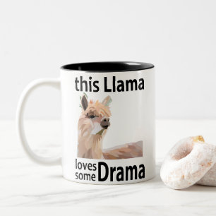 Deze Llama Houdt Van Een Beetje Drama Grappige Lla Tweekleurige Koffiemok