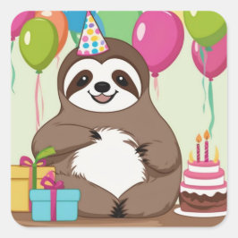 Deze luiaard is klaar om te feesten! vierkante sticker