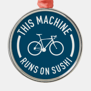 Deze machine draait op een sushi fiets metalen ornament